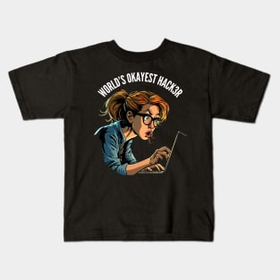 World's Okayest Hacker v3 (round) Kids T-Shirt